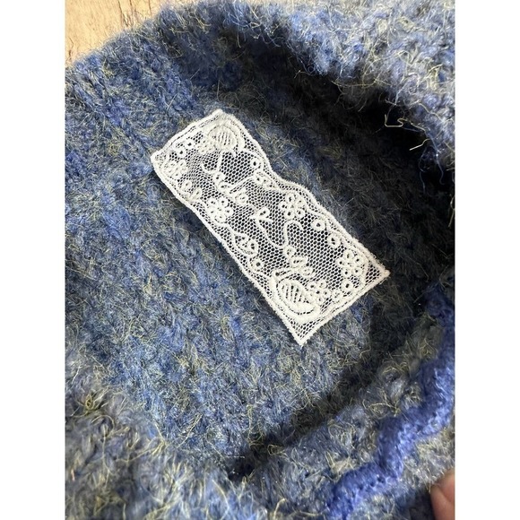 SADIE & Sage blue thick knit balloon sleeve mock neck sweater - Picture 4 of 6